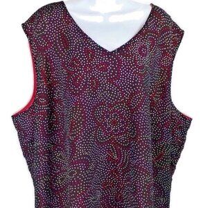 Rebecca Jones Tank Top Womens Plus 34 Black Red Polka Dot Sleeveless Reversible